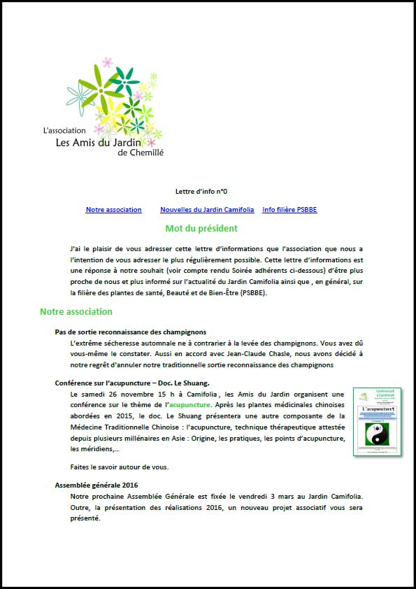 Journal ; botanique ; association ; camifolia ; bénévolat